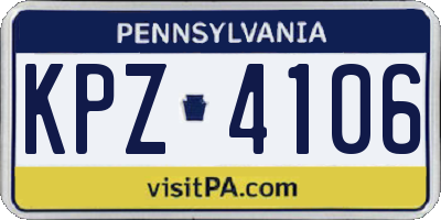 PA license plate KPZ4106