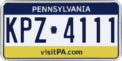PA license plate KPZ4111
