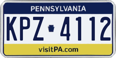 PA license plate KPZ4112
