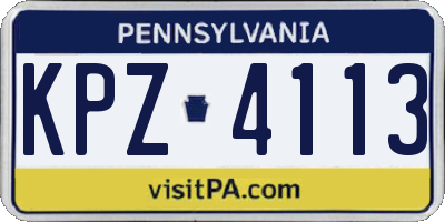 PA license plate KPZ4113