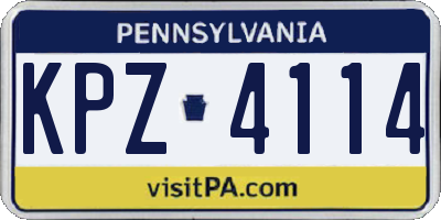 PA license plate KPZ4114