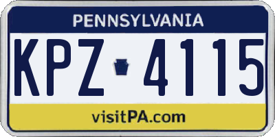 PA license plate KPZ4115