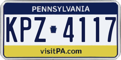 PA license plate KPZ4117