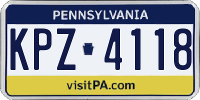 PA license plate KPZ4118