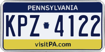 PA license plate KPZ4122