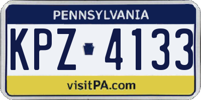 PA license plate KPZ4133