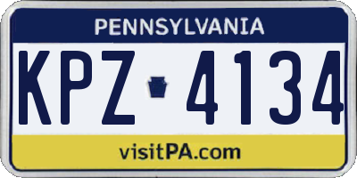 PA license plate KPZ4134