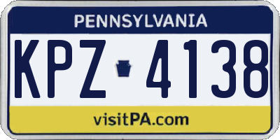 PA license plate KPZ4138