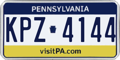 PA license plate KPZ4144