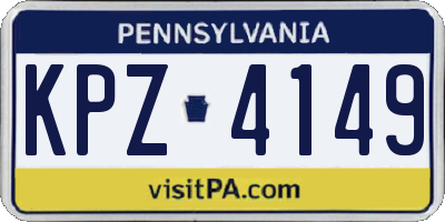 PA license plate KPZ4149