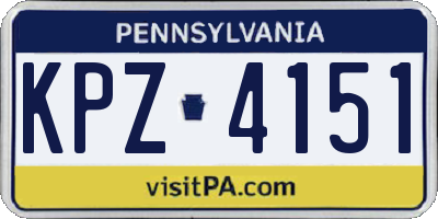 PA license plate KPZ4151