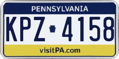 PA license plate KPZ4158