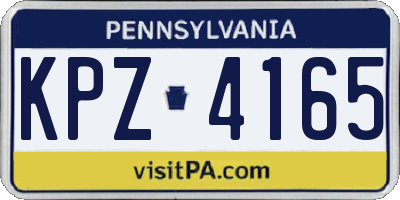 PA license plate KPZ4165
