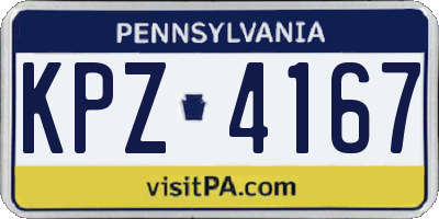 PA license plate KPZ4167