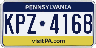 PA license plate KPZ4168