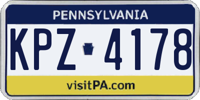 PA license plate KPZ4178