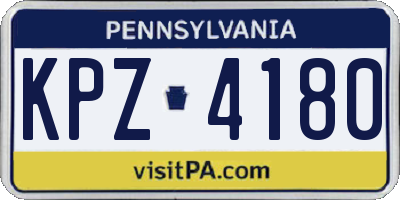 PA license plate KPZ4180