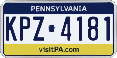PA license plate KPZ4181