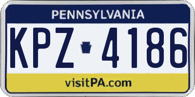PA license plate KPZ4186