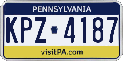PA license plate KPZ4187