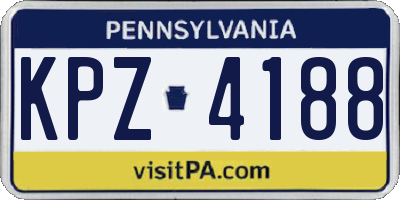 PA license plate KPZ4188