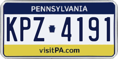 PA license plate KPZ4191