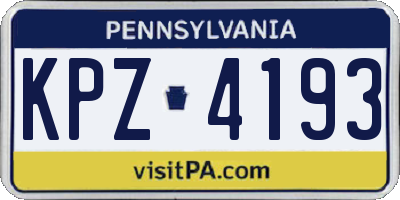 PA license plate KPZ4193