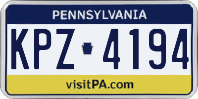 PA license plate KPZ4194