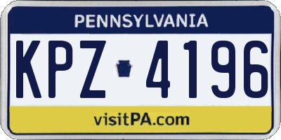 PA license plate KPZ4196