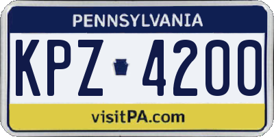 PA license plate KPZ4200