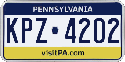 PA license plate KPZ4202