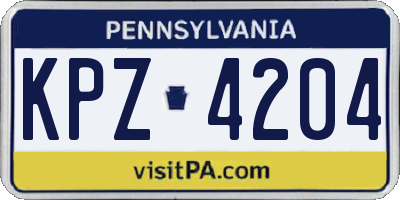 PA license plate KPZ4204
