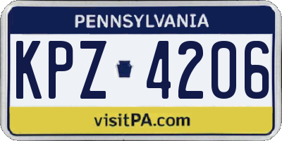 PA license plate KPZ4206