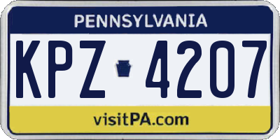 PA license plate KPZ4207