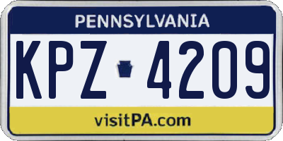 PA license plate KPZ4209