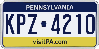PA license plate KPZ4210