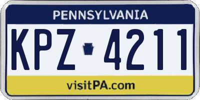 PA license plate KPZ4211
