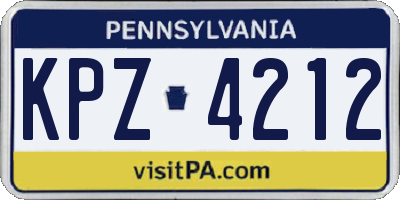 PA license plate KPZ4212