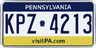 PA license plate KPZ4213