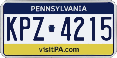 PA license plate KPZ4215