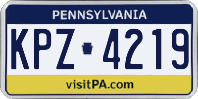 PA license plate KPZ4219