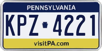 PA license plate KPZ4221