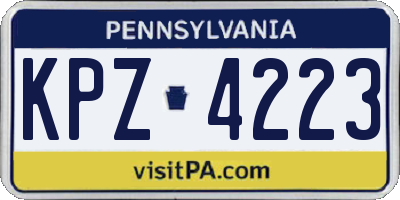 PA license plate KPZ4223
