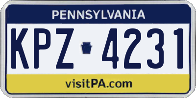 PA license plate KPZ4231