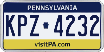 PA license plate KPZ4232