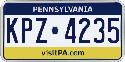 PA license plate KPZ4235