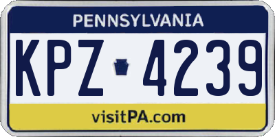PA license plate KPZ4239