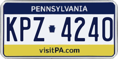 PA license plate KPZ4240