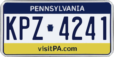 PA license plate KPZ4241