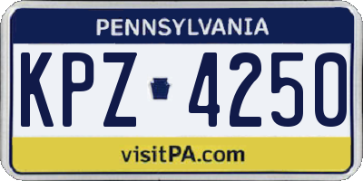 PA license plate KPZ4250